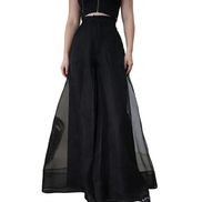 Sheer Organza Overlay Wide-Leg Trousers / 5030502