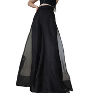 Sheer Organza Overlay Wide-Leg Trousers / 5030502