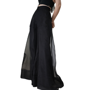 Sheer Organza Overlay Wide-Leg Trousers / 5030502