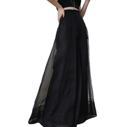 Sheer Organza Overlay Wide-Leg Trousers / 5030502