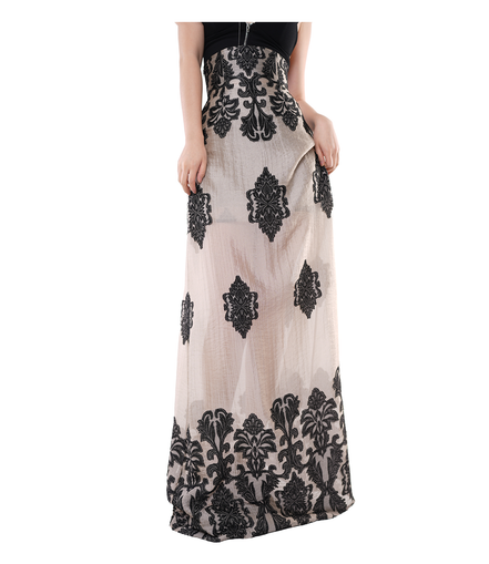 Baroque Damask Jacquard A-Line Maxi Skirt / 5040905