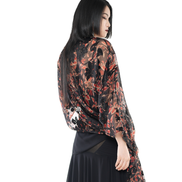 Dark Floral Sheer Organza Kimono Wrap Top / 5042309