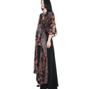 Dark Floral Sheer Organza Kimono Wrap Top / 5042309