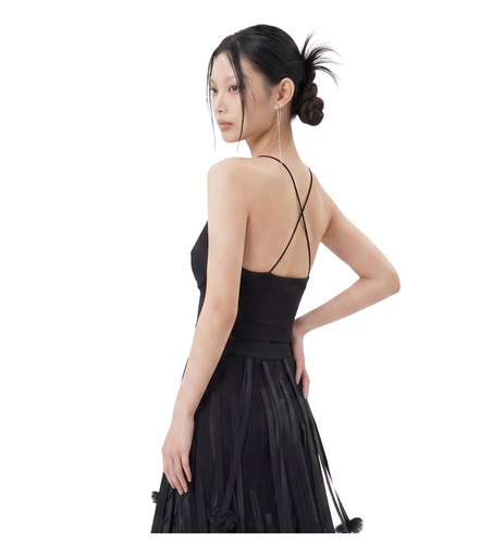 Bare Cross Halter Knit Top / 5061411