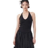 Bare Cross Halter Knit Top / 5061411