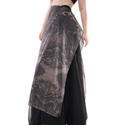 Shanshui Ink-Print Organza Wrap Maxi Skirt / 5071207