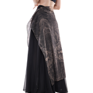 Shanshui Ink-Print Organza Wrap Maxi Skirt / 5071207