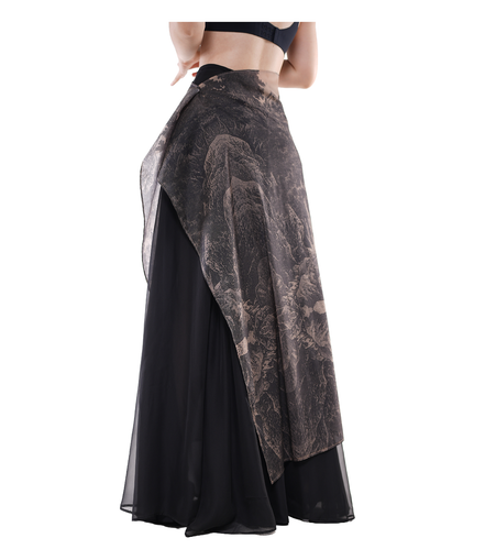 Shanshui Ink-Print Organza Wrap Maxi Skirt / 5071207