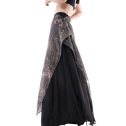 Shanshui Ink-Print Organza Wrap Maxi Skirt / 5071207