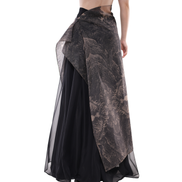 Shanshui Ink-Print Organza Wrap Maxi Skirt / 5071207
