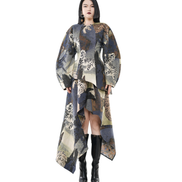 Tiger Chinese Embroidery Asymmetric Draped Skirt / 5091302