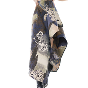 Tiger Chinese Embroidery Asymmetric Draped Skirt / 5091302