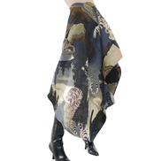 Tiger Chinese Embroidery Asymmetric Draped Skirt / 5091302