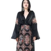 Dragon Court Embroidered Fringe Wrap Top / 5091305