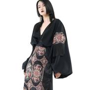 Dragon Court Embroidered Fringe Wrap Top / 5091305