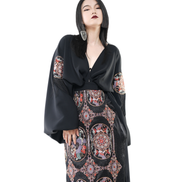 Dragon Court Embroidered Fringe Wrap Top / 5091305