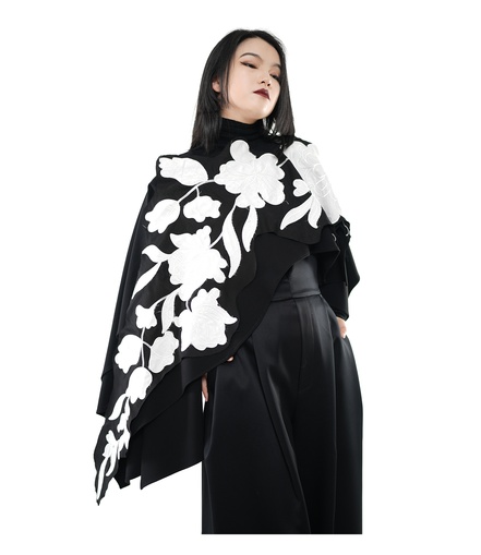 Bloom Cascade Floral Appliqué Cape Top / 5092006