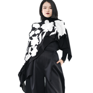 Bloom Cascade Floral Appliqué Cape Top / 5092006