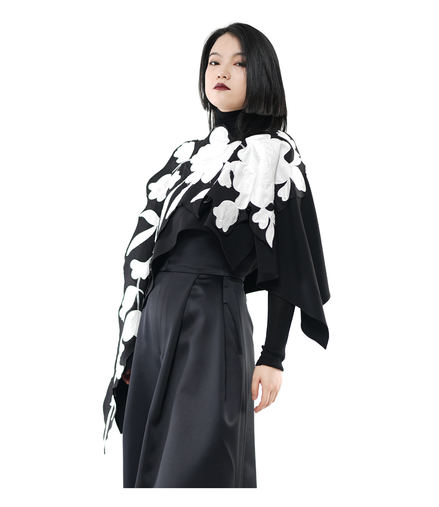 Bloom Cascade Floral Appliqué Cape Top / 5092006