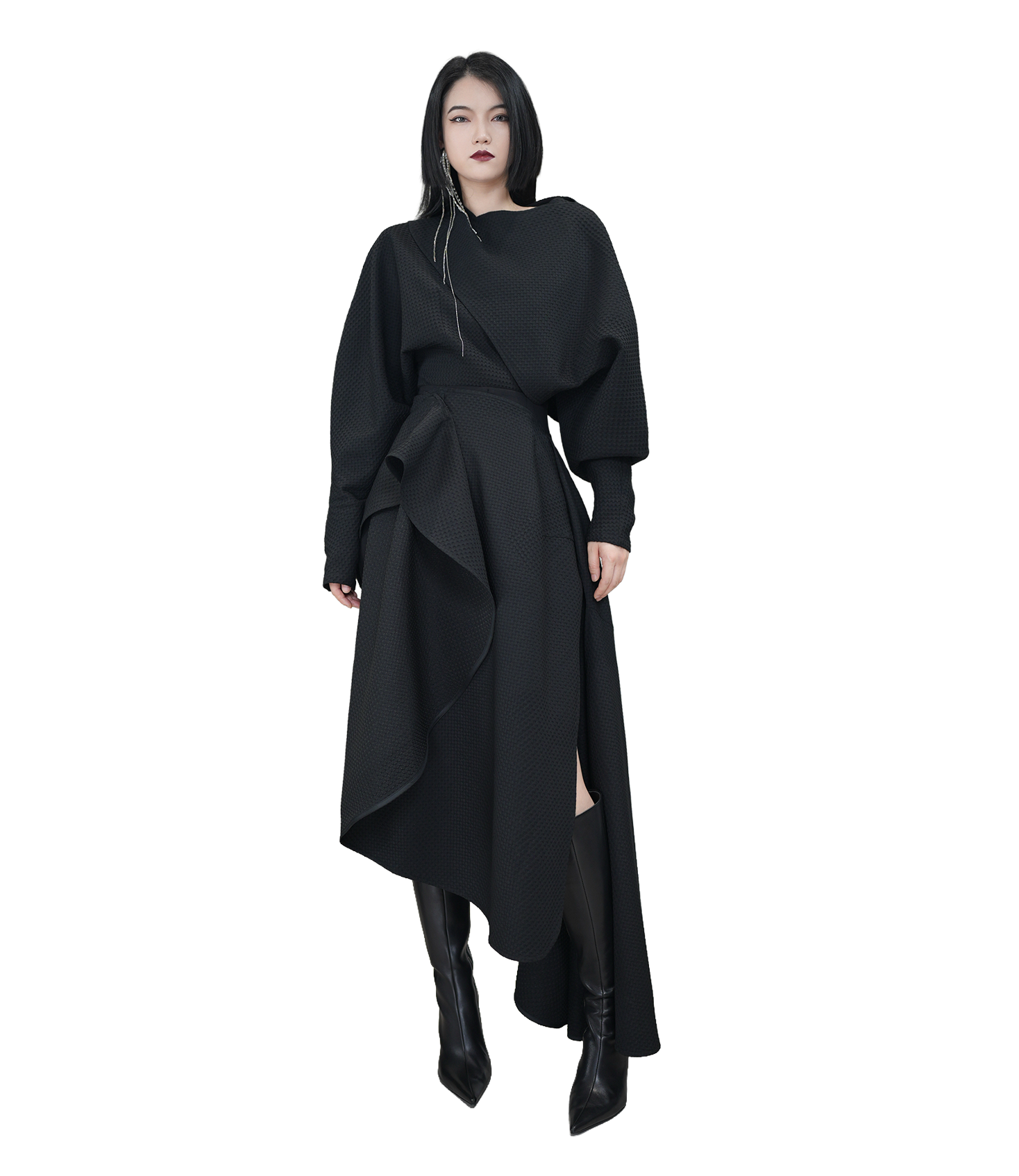 Phantom Asymmetric Knit Dress / 5100403