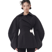 Balloon Sleeve Wrap Peplum Jacket / 5111507