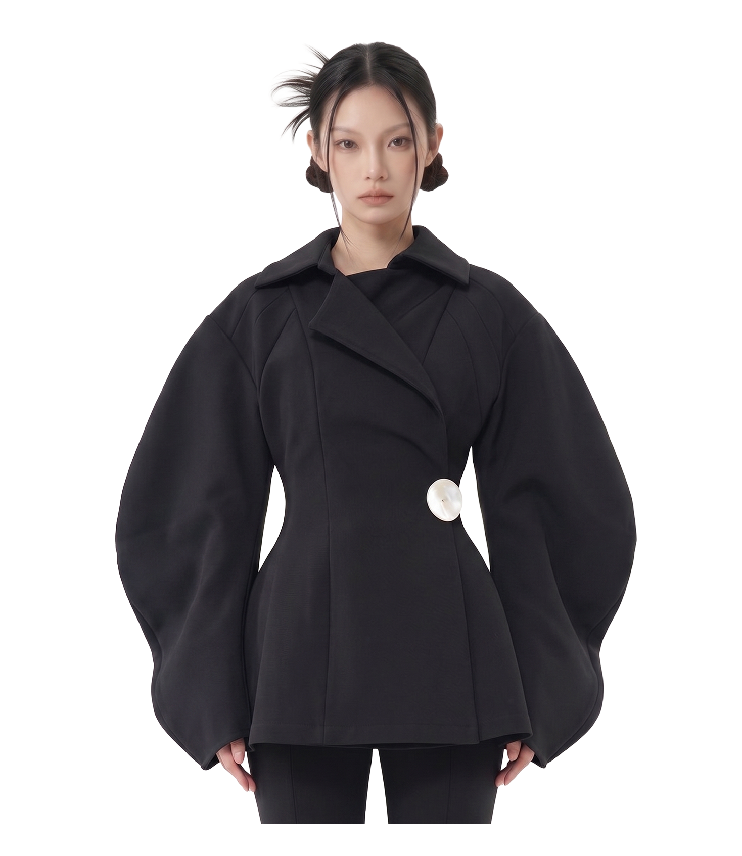 Balloon Sleeve Wrap Peplum Jacket / 5111507