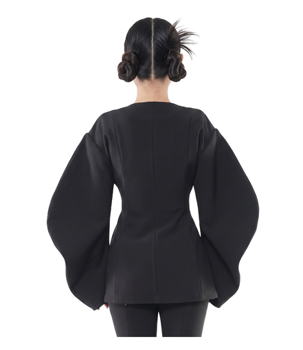 Balloon Sleeve Wrap Peplum Jacket / 5111507