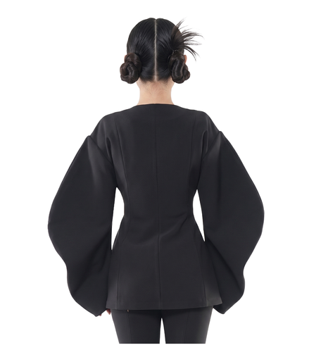 Balloon Sleeve Wrap Peplum Jacket / 5111507