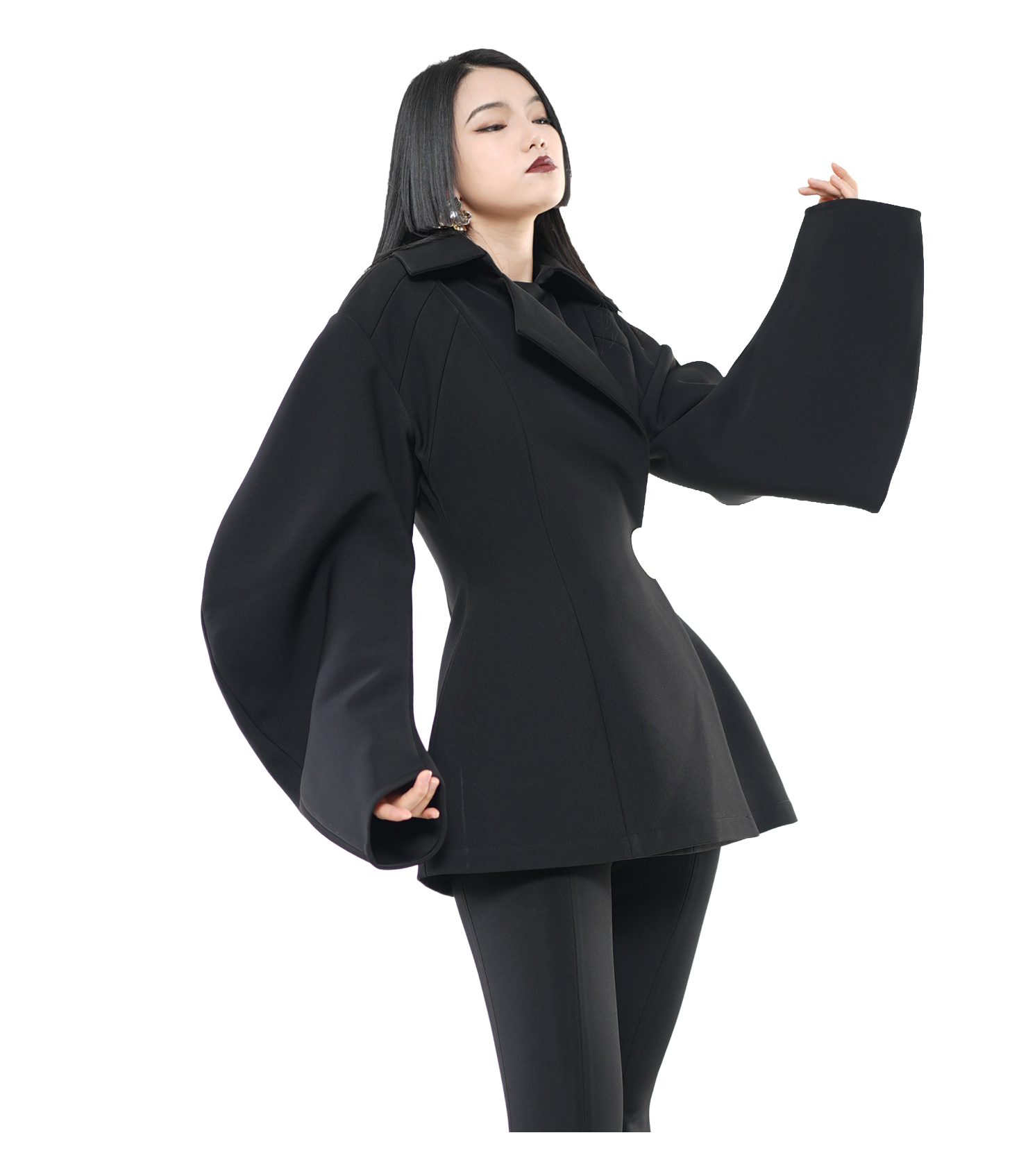 Balloon Sleeve Wrap Peplum Jacket / 5111507