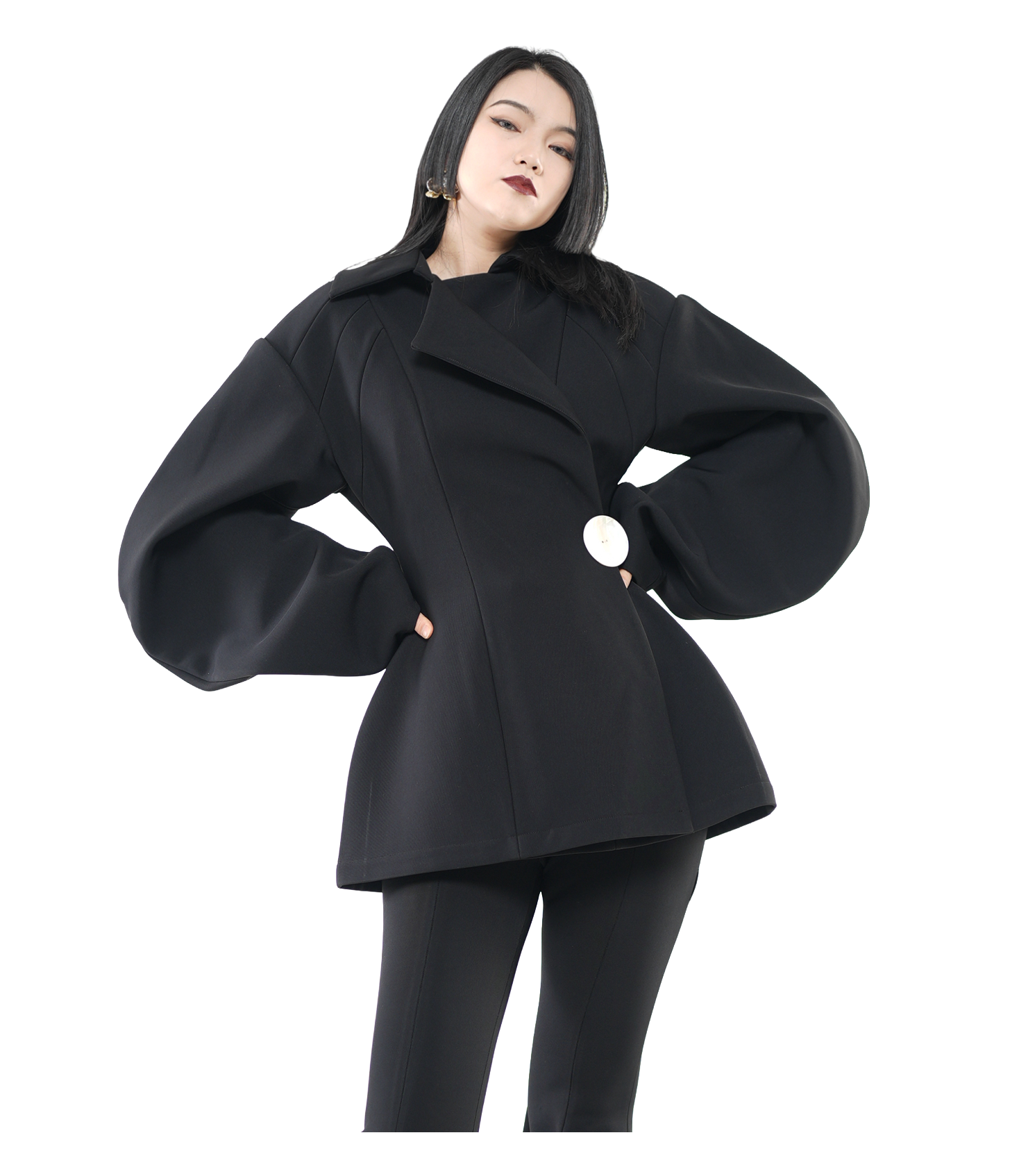 Balloon Sleeve Wrap Peplum Jacket / 5111507