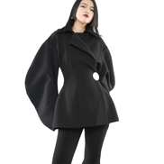 Balloon Sleeve Wrap Peplum Jacket / 5111507