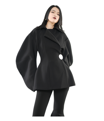 Balloon Sleeve Wrap Peplum Jacket / 5111507
