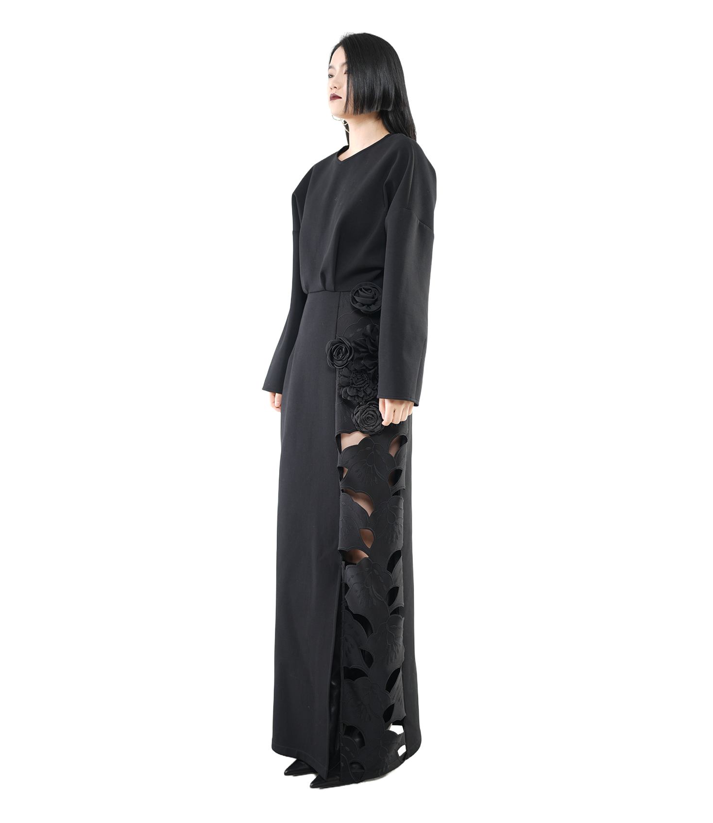 Dark Rose Cutwork Maxi Dress / 5112905