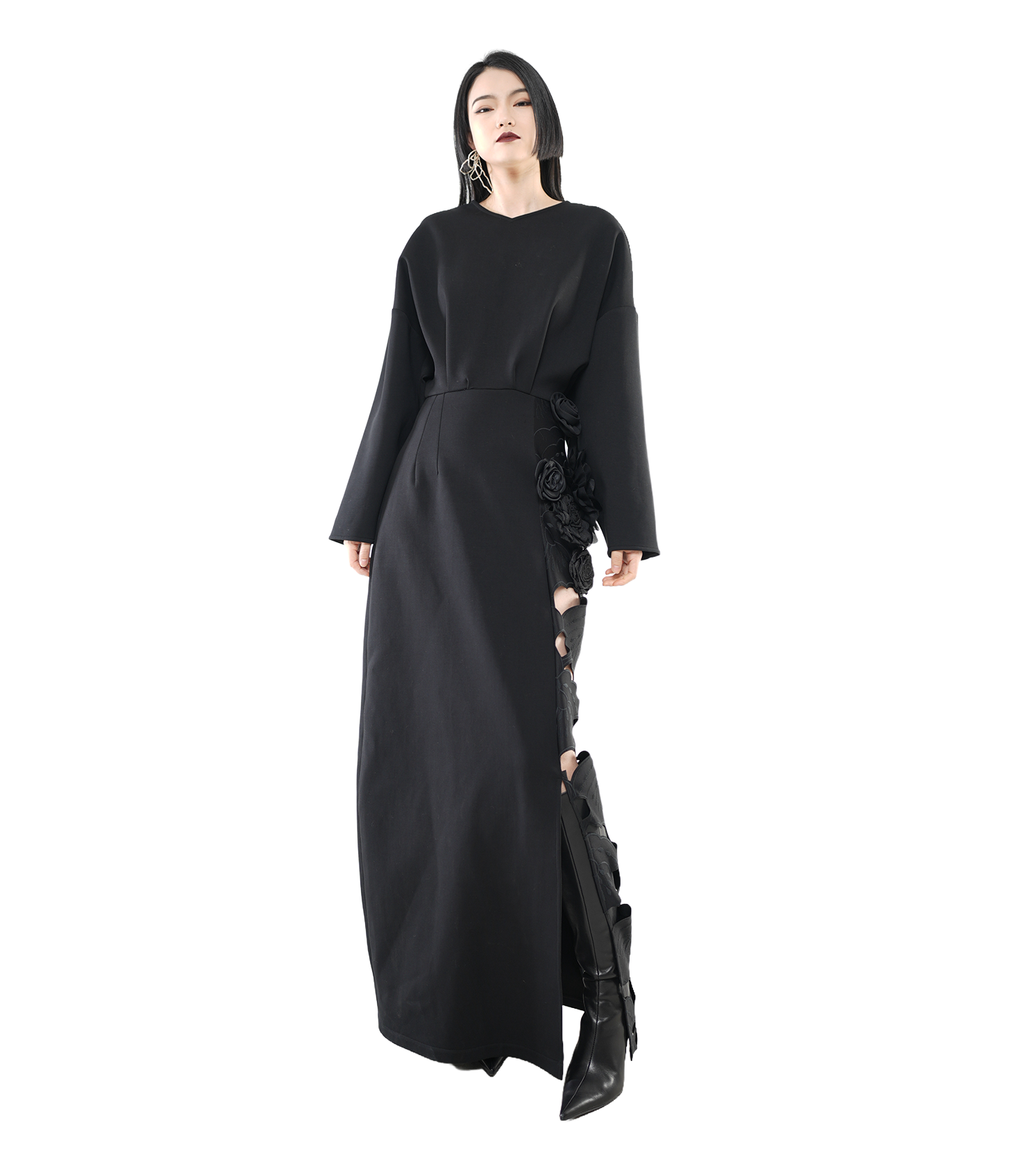 Dark Rose Cutwork Maxi Dress / 5112905