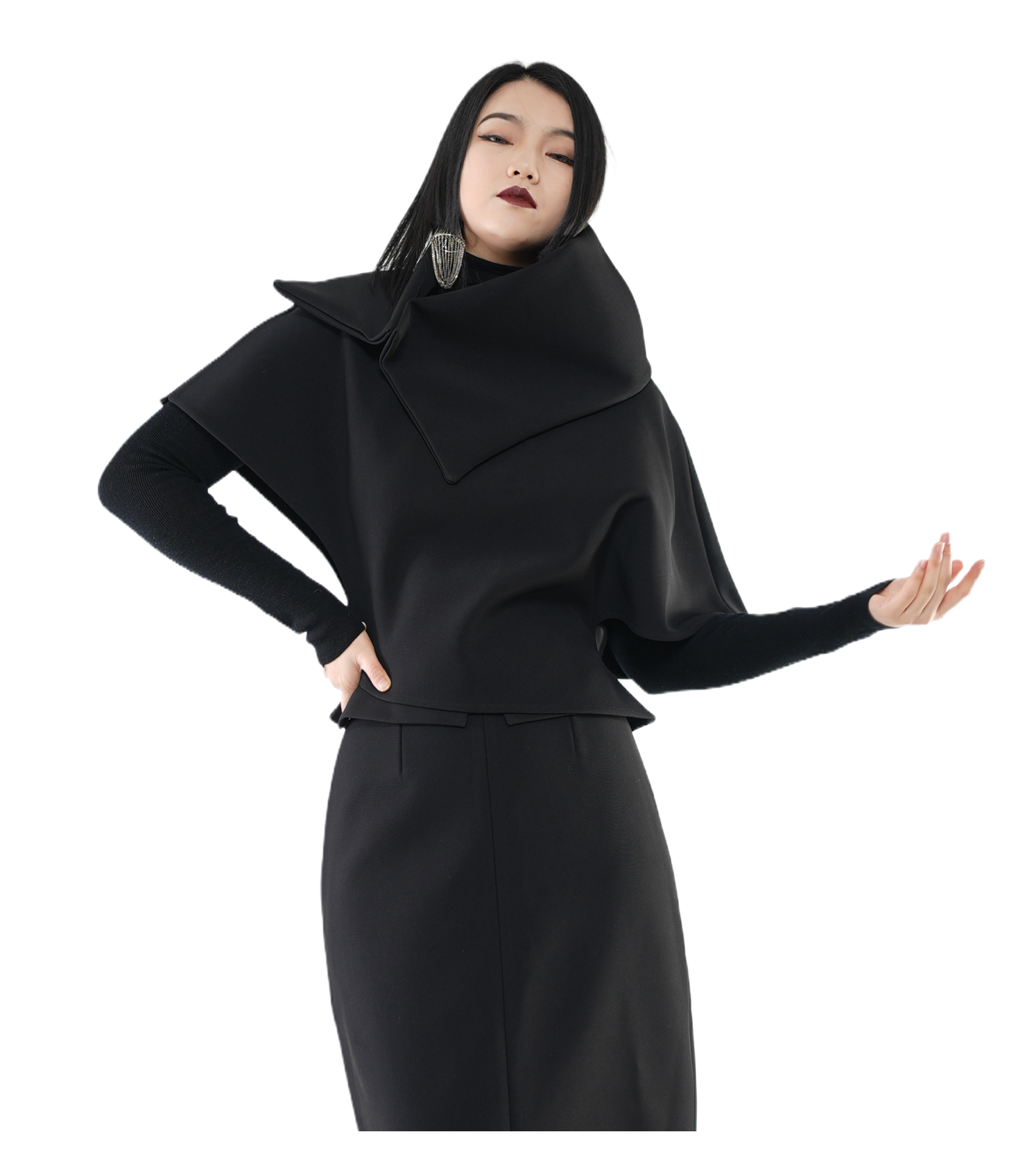Void Cape-Collar Structured Top / 5120606
