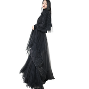 Abyss Sequin Lace Fringe Shawl / 5122003