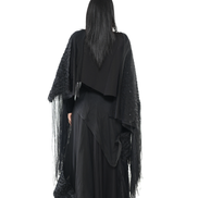 Abyss Sequin Lace Fringe Shawl / 5122003