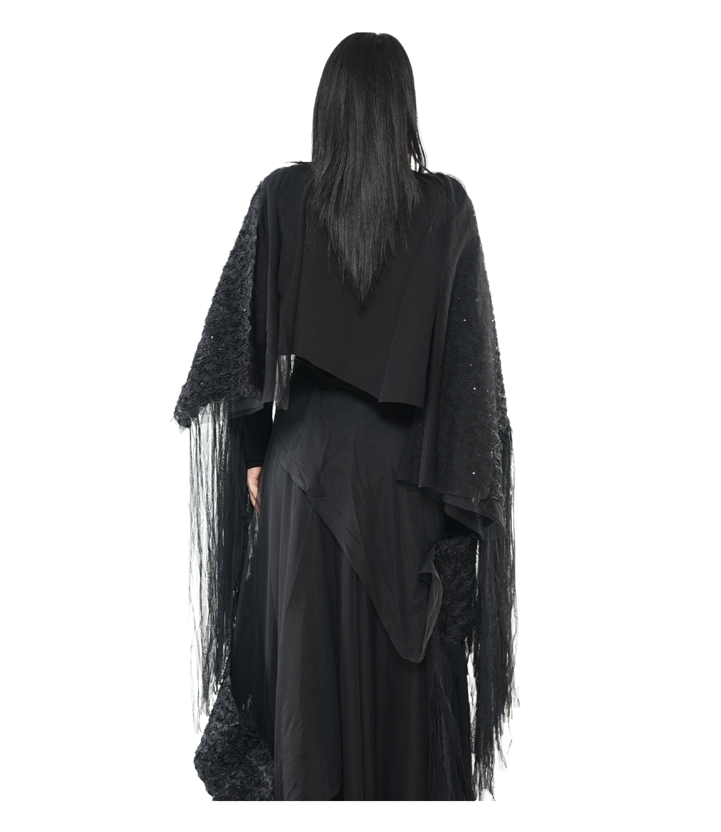 Abyss Sequin Lace Fringe Shawl / 5122003