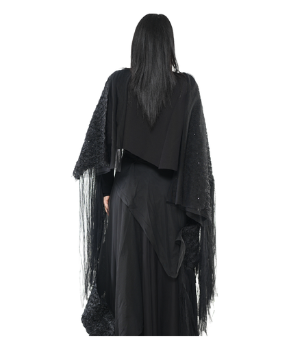 Abyss Sequin Lace Fringe Shawl / 5122003