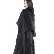Abyss Sequin Lace Fringe Shawl / 5122003