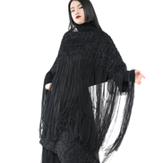 Abyss Sequin Lace Fringe Shawl / 5122003