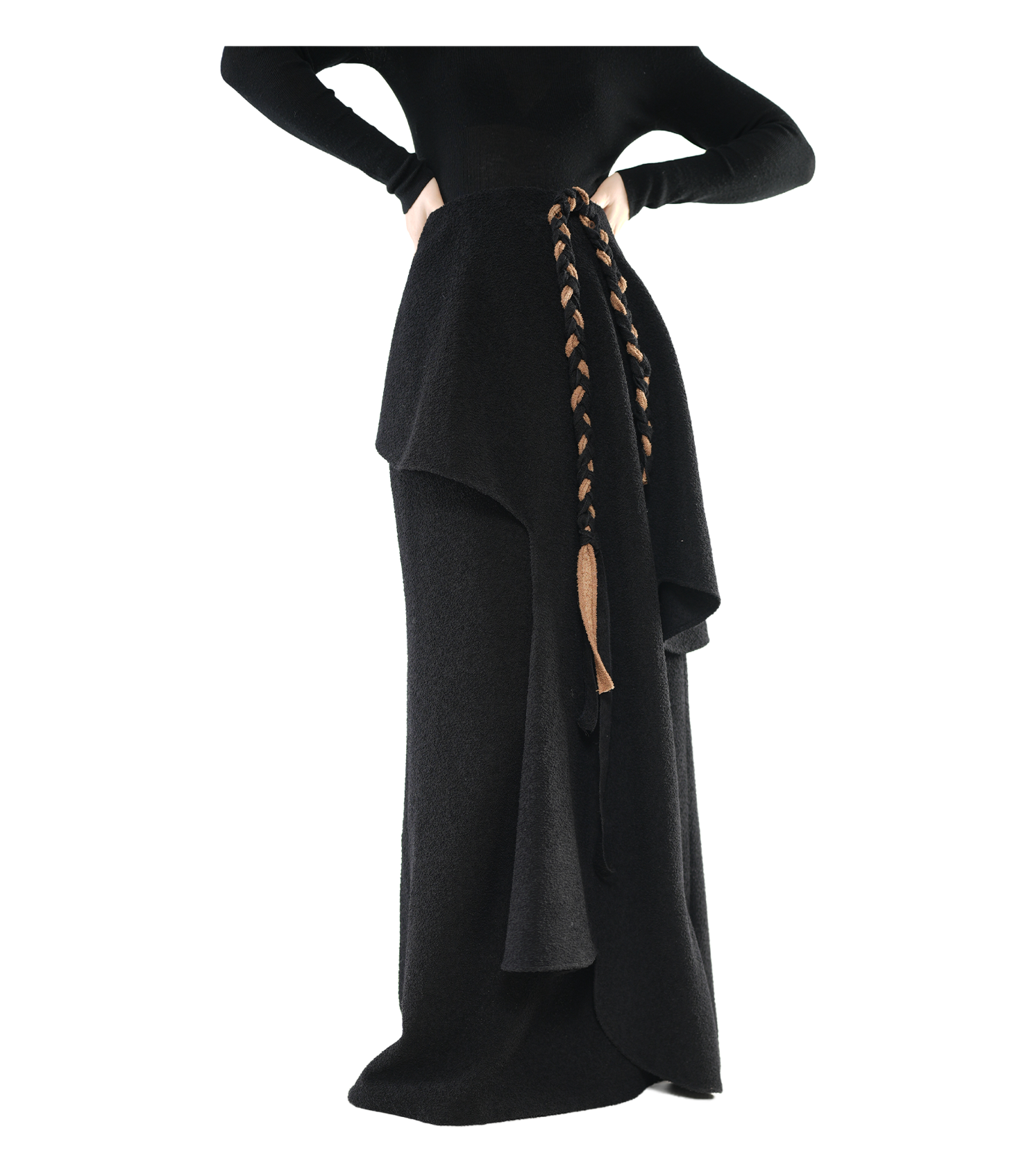 Cascade Peplum Braided-Cord Maxi Skirt / 6011002