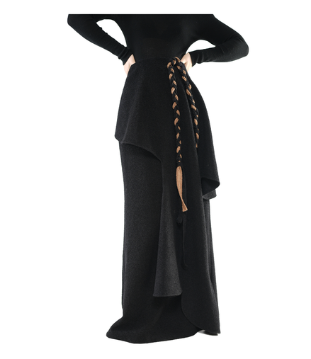 Cascade Peplum Braided-Cord Maxi Skirt / 6011002
