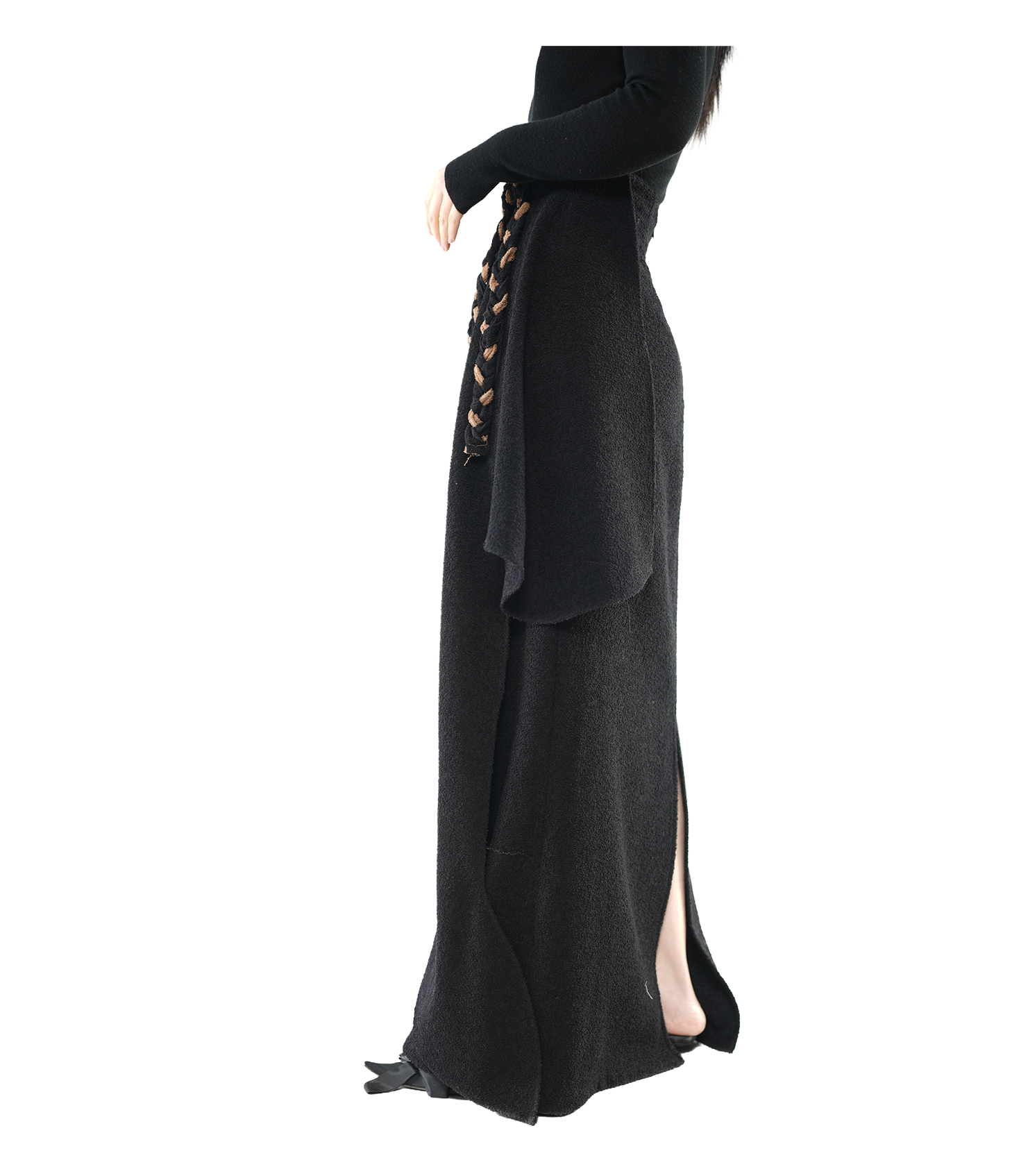 Cascade Peplum Braided-Cord Maxi Skirt / 6011002