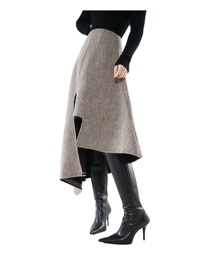 Drift Asymmetric Wool-Blend Midi Skirt / 6011702