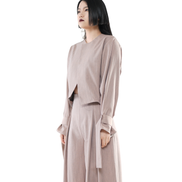 Fold Asymmetric Tie-Cuff Crop Jacket / 6013106