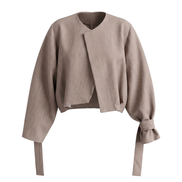 Fold Asymmetric Tie-Cuff Crop Jacket / 6013106