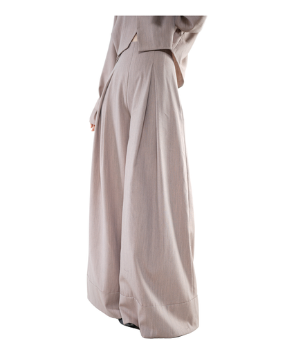 Fold Pleated Wide-Leg Trousers / 6013107