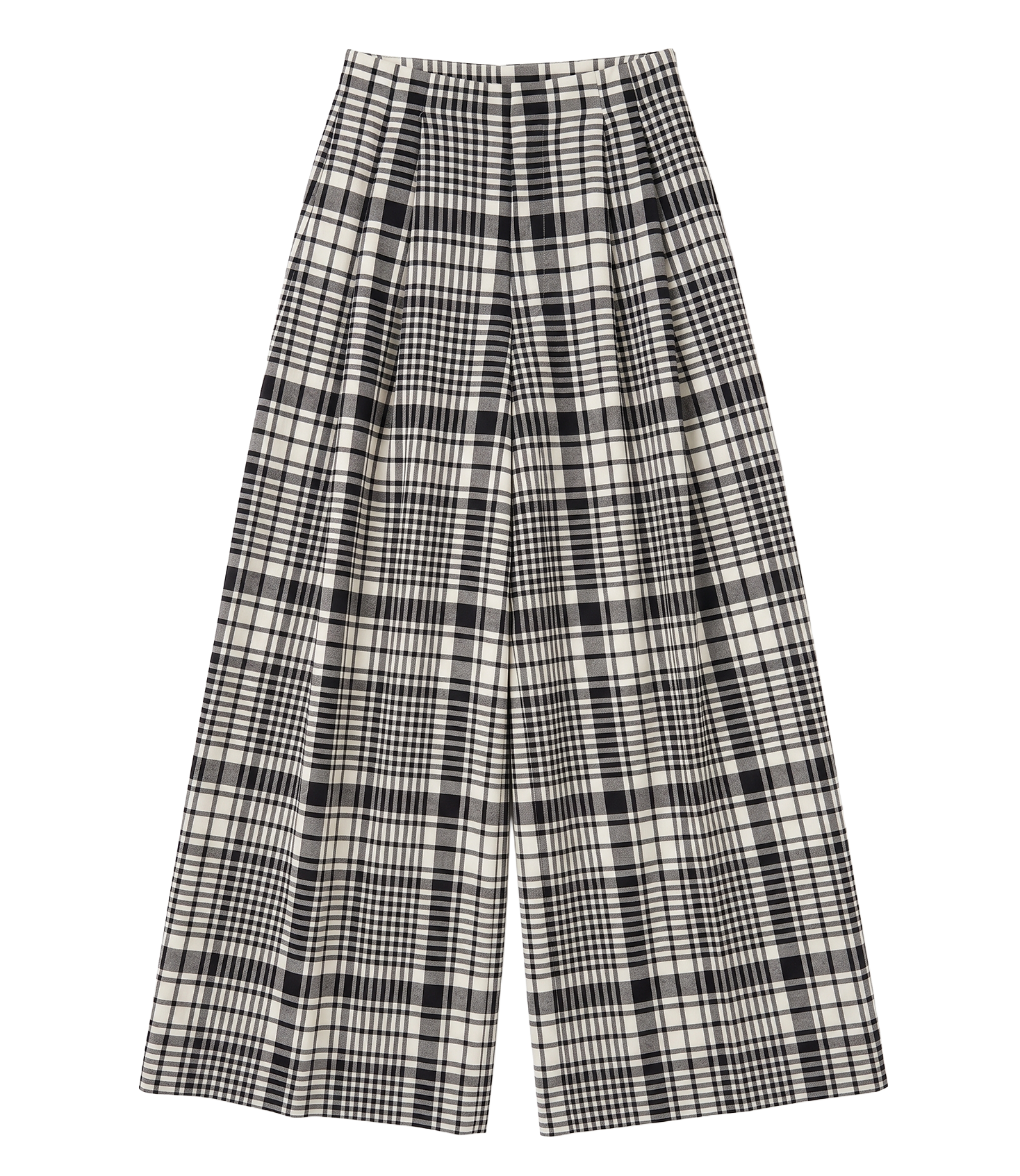 Cipher Plaid High-Waist Wide Trousers / 6020411