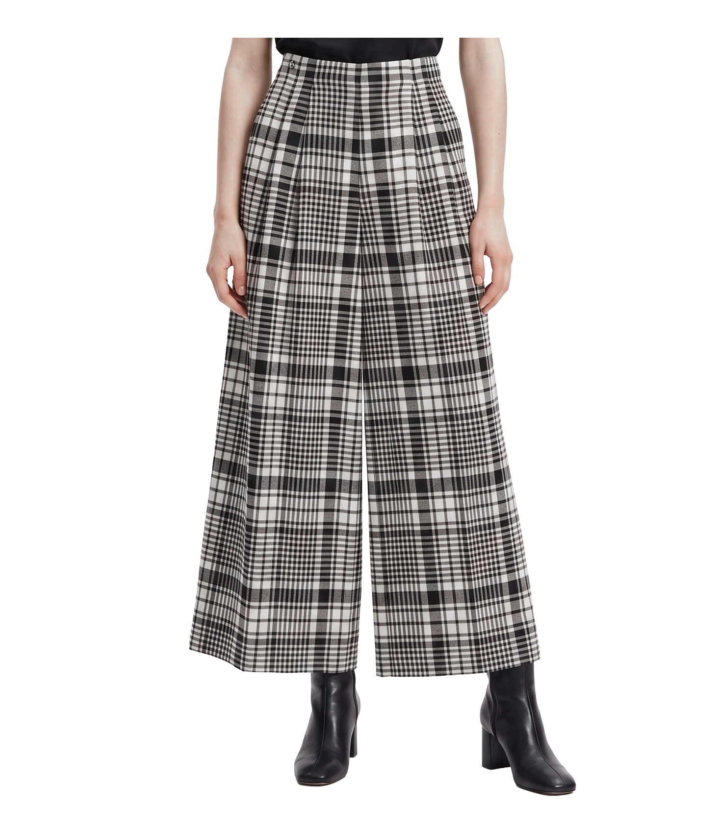 Cipher Plaid High-Waist Wide Trousers / 6020411